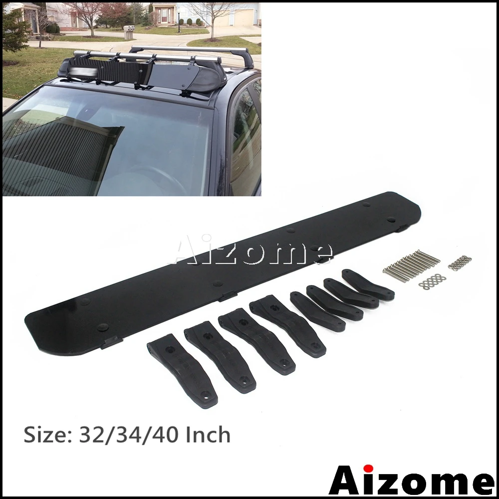 

32/34/40 Inch 40" Universal Car Roof Racks Air Deflector Kit Automobile ABS Top Spoiler Wind Fairing Bars For SUV BMW