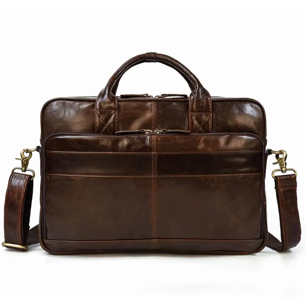 Soft Genuine Leather Briefcase Bag Men\'s Male business laptop bag 14 15.6 inch PC Computer Bag for men male shoulder bag