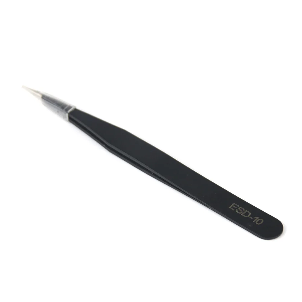 6pcs Anti-static ESD 10-15 Industrial Precision Curved Straight Tweezers Stainless Steel BGA Repair Tweezers Maintenance Tool
