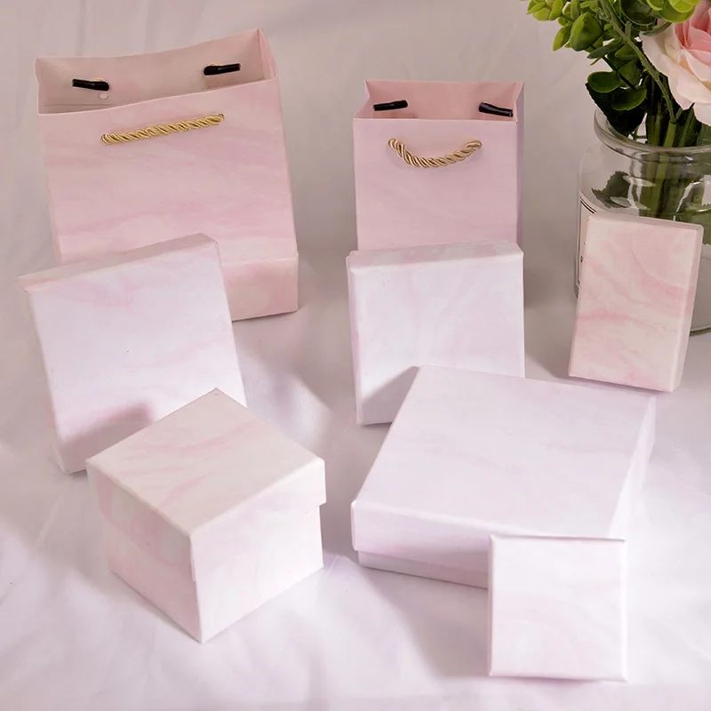 12Pcs Pink Jewelry Packaging Boxes Bag For Earrings Necklace Ring  Watch Boxes Storage Case Gift Small Business Package