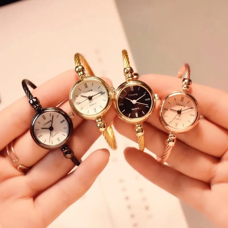 

Small Gold Bangle Bracelet Luxury Watches Stainless Steel Retro Ladies Quartz Wristwatches Fashion Casual Women Dress Watch