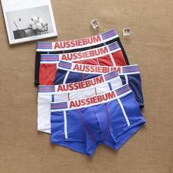 Brand Men's Underwear Sexy Trend Letter Boxer Panties Low Waist Pure Cotton Males Comfortable Breathable Convex Youth Underpants