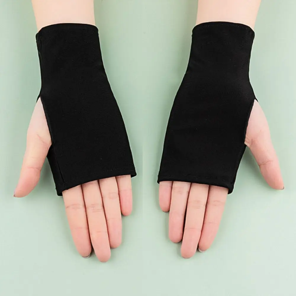 1Pair Sunscreen Protection Fingerless Long Gloves Women Arm Cool Summer Solid Mittens Half Finger Sleeves Black White Nude