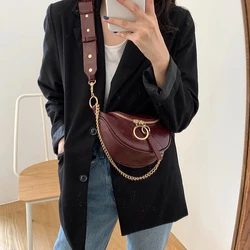 Vintage Quality Leather Chain Crossbody Bags Women Small Shoulder Messenger Bag Lady Waist Bag Female Casual Handbags and Purses