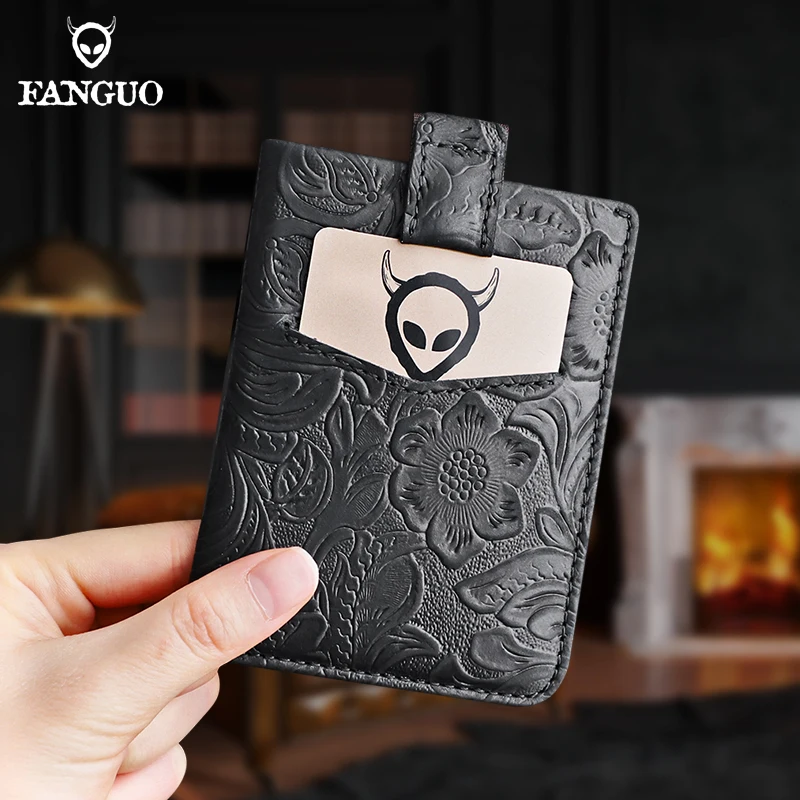 

Genuine Leather DAX V2 Card Holder Handmade Storage Pulled Credit Card Wallet Small Mini Business ID Card Coin Purse For Men