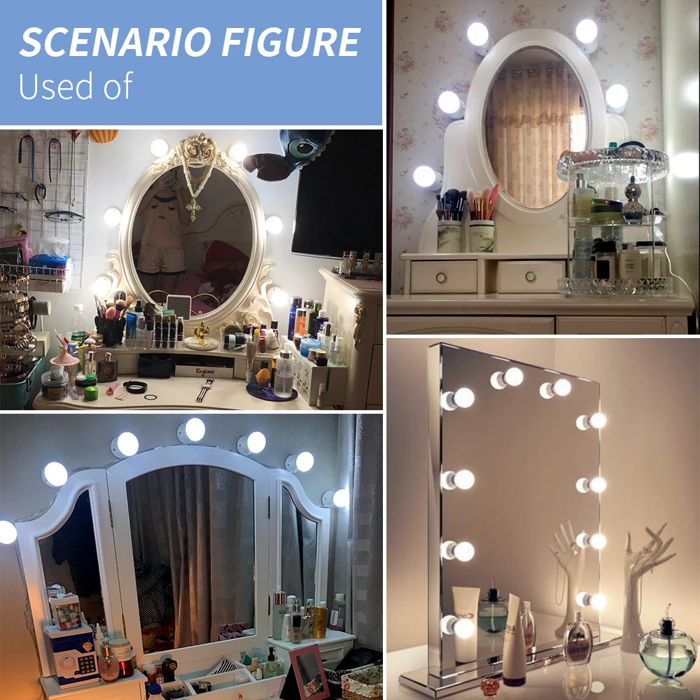 Lampada a specchio per trucco a LED Hollywood Vanity lampadina dimmerabile lampada cosmetica USB 2 6 10 14 PCS lampada da toeletta illuminazione da parete