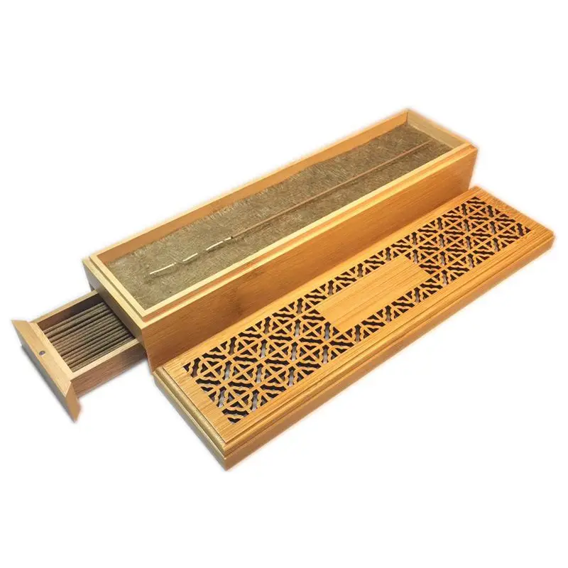 

Factory direct sales Of bamboo line incense box double heart by incense stove supplies wood custom-made Middle East tribute home