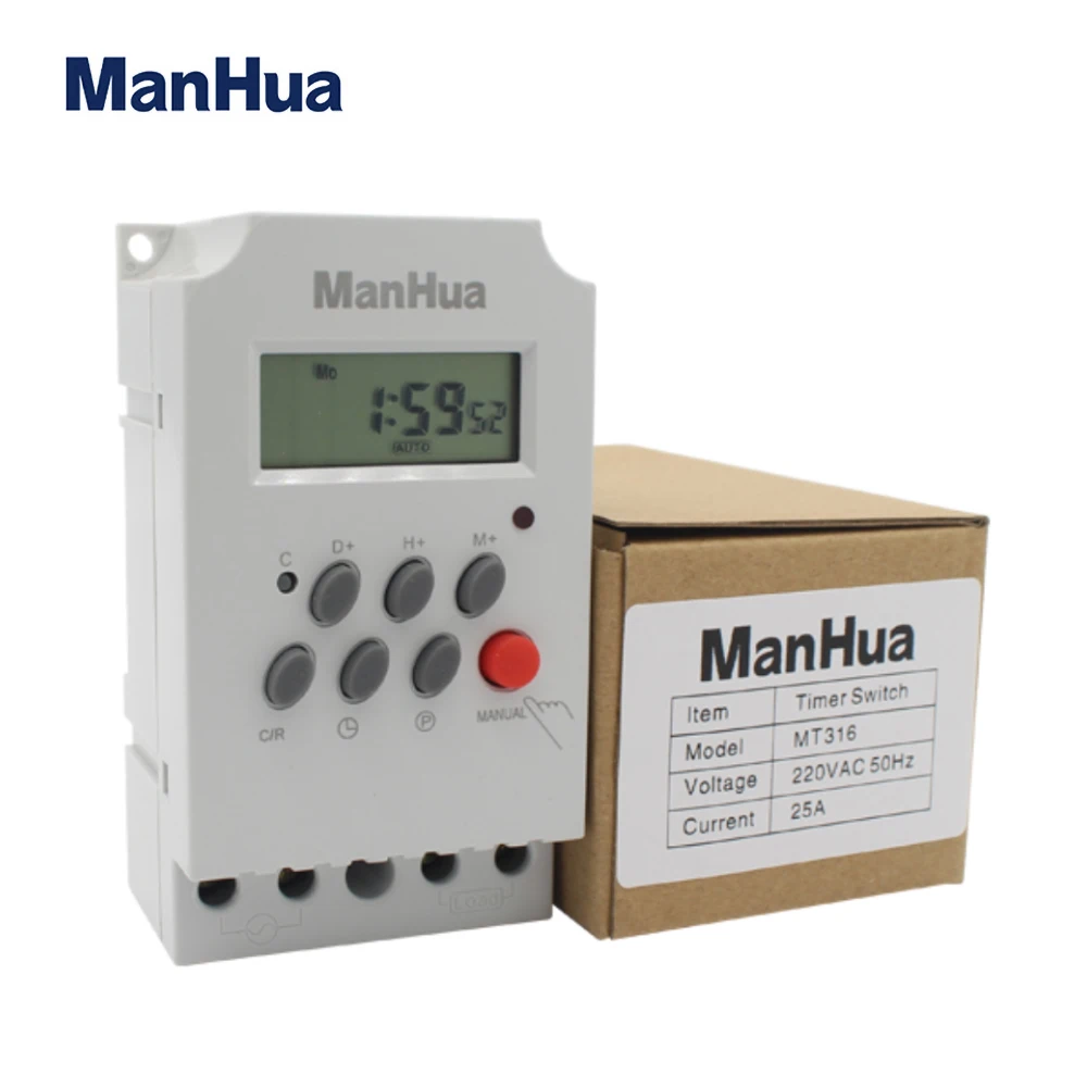 Imagem -06 - Manhua 25a 220 v Mt316 Melhor Vender Produtos Industrial Digital Micro Temporizador Programável