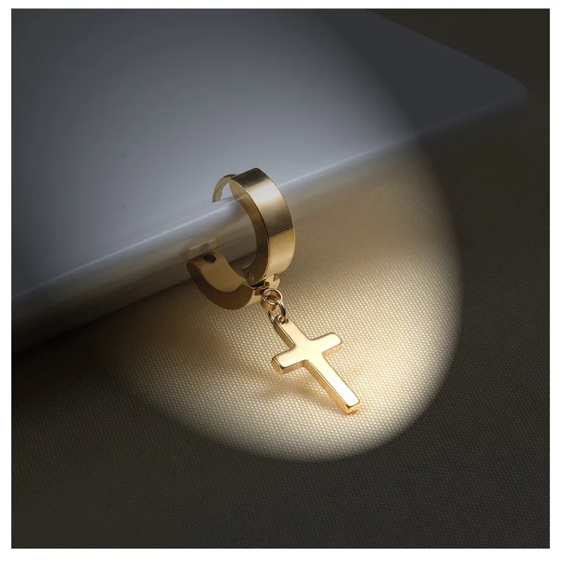 1 Stück Männer Frauen Punk Gothic Kreuz Übertrieben Klassische Metall Christian Kette Tropfen Baumeln Ohrringe Straße Hip Hop Schmuck Kpop – Detail 27
