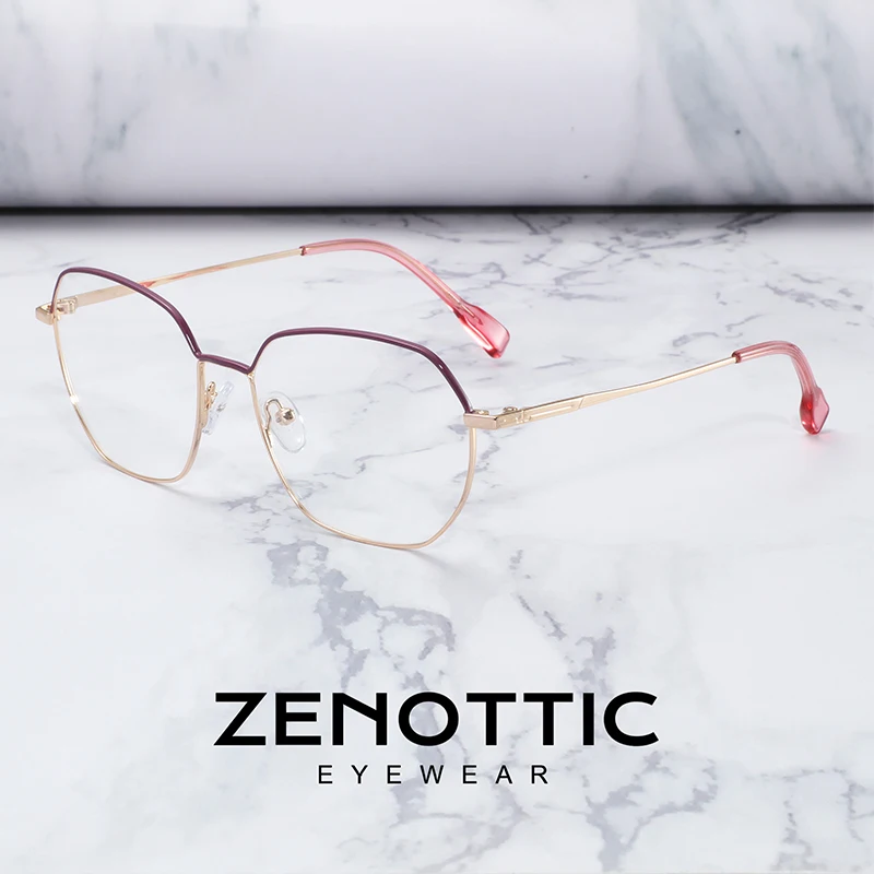 

ZENOTTIC Fashion Women polygon Optical Glasses Frames Female Non-Prescription Clear Lens Eyeglasses BT3112