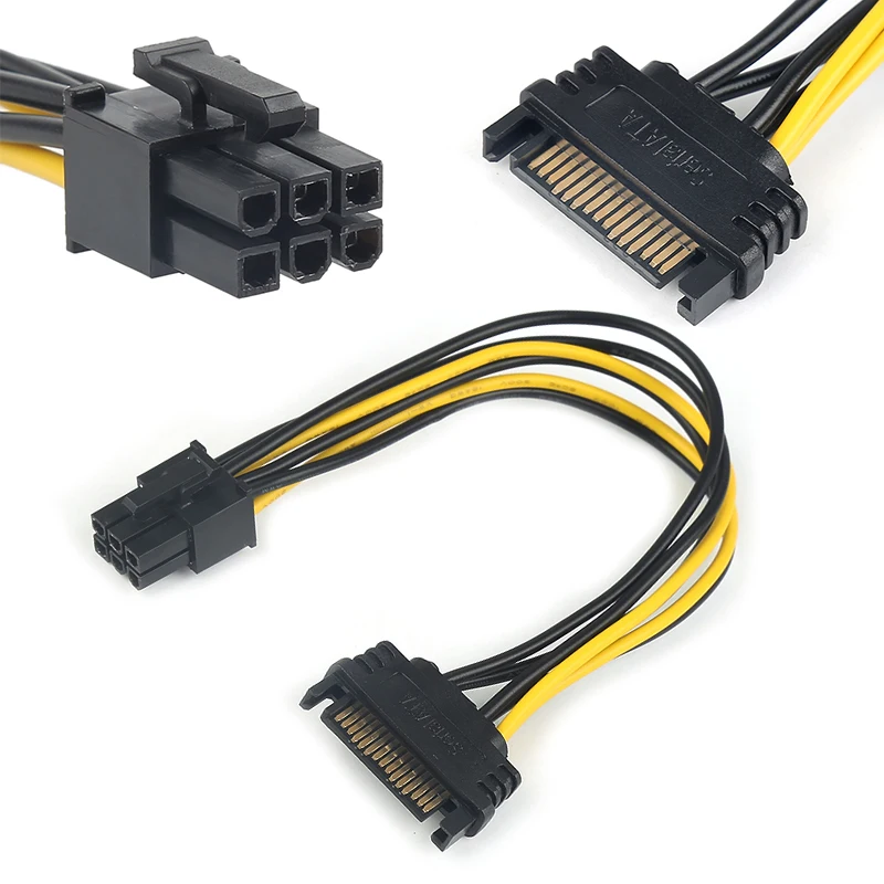 PCI Express 15 Pin to 6 Pin SATA Power Video Card Supply Adapter Cable 20cm