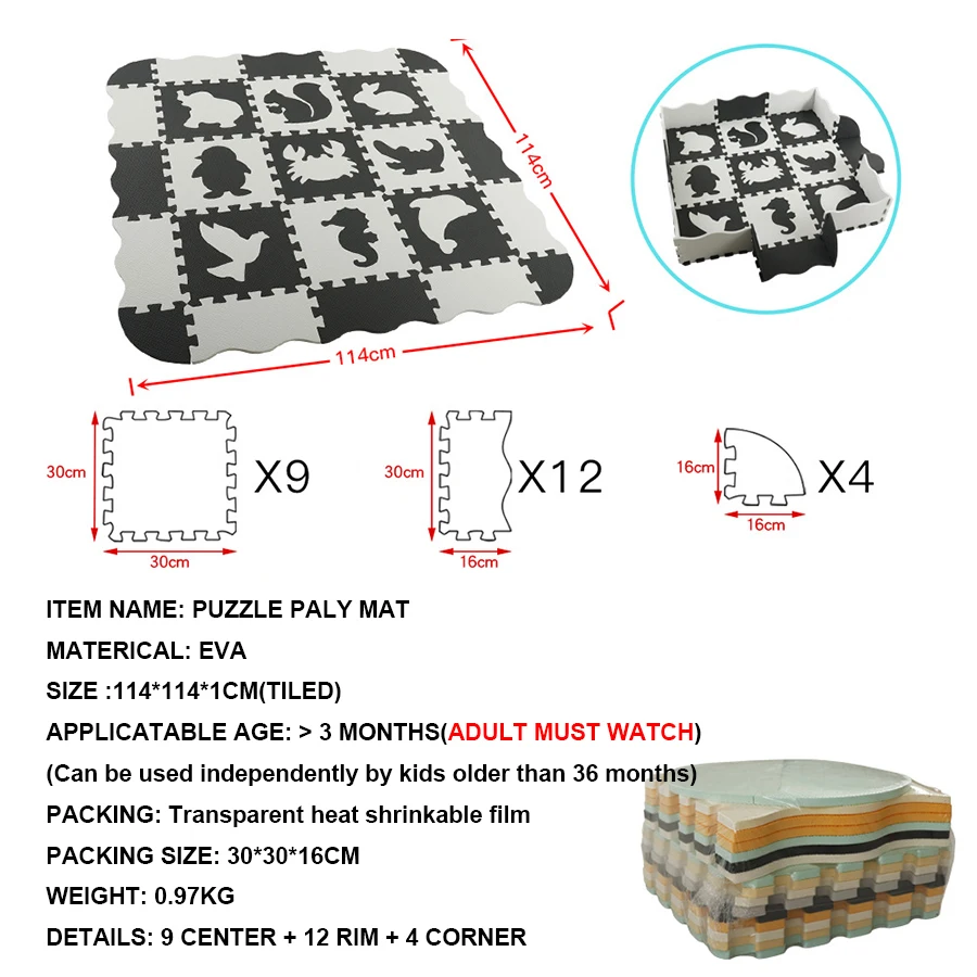 Детский игровой коврик-пазл из пены ЭВА, толстая напольная подушка для ползания, развивающие игрушки для детей, игровой коврик для игр