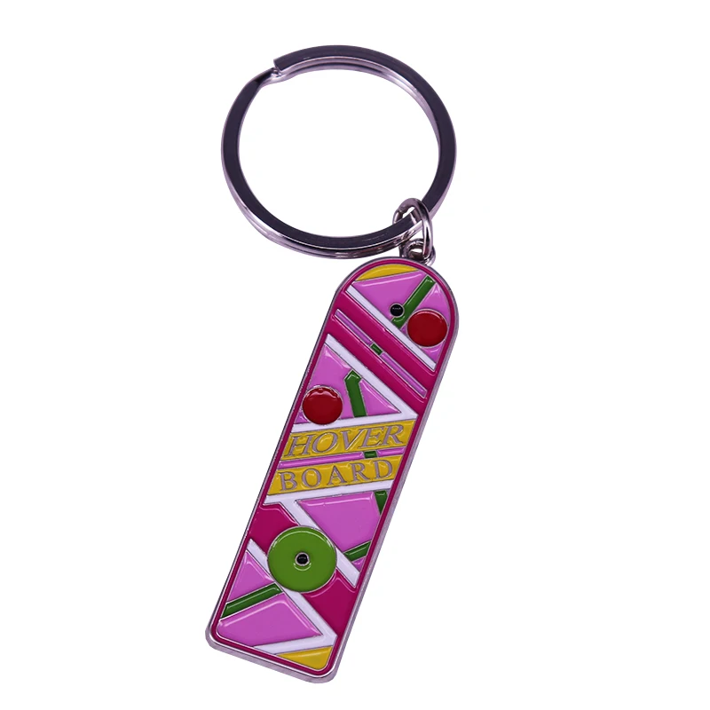 Pink Hover Board Keychain Marty McFly Hoverboard Keyring 80s classic Time Travel Sci-fi Series Back To The Future accessories