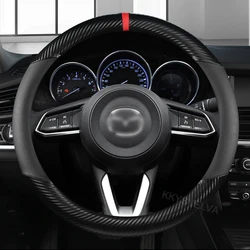 탄소 섬유 가죽 자동차 핸들 커버 케이스 마즈다 2 3 마쓰다 6 Axela Atenza CX-3 CX-5 CX5 CX-7 CX-9 액세서리