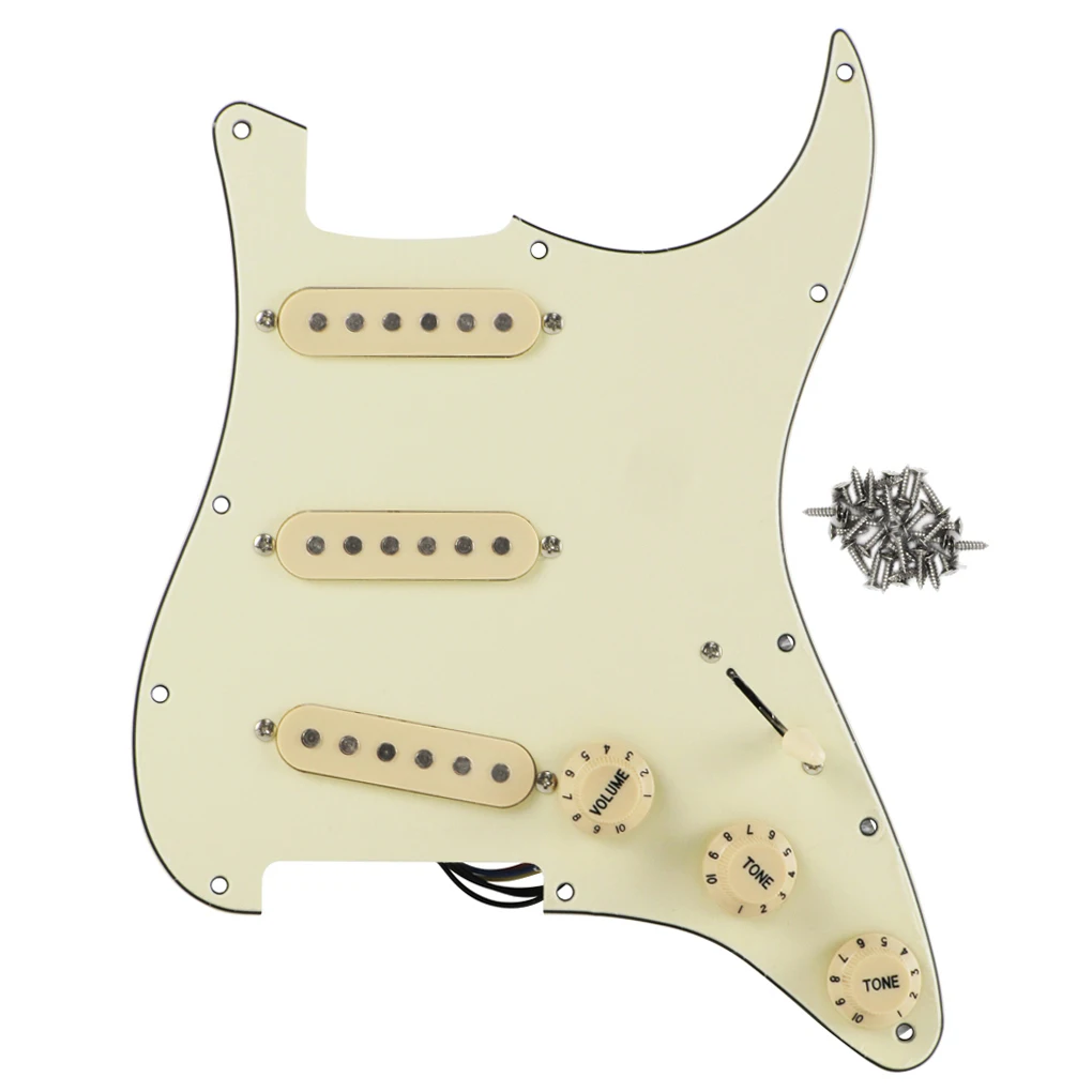 

Cream 3 ply 11 Holes Single Coil Pickup SSS Electric Guitar Loaded Prewired Pickguard Scratch Plate Standard FD Strat Set