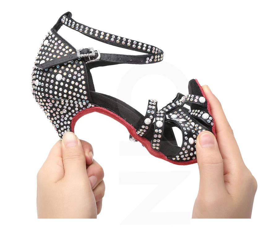 Damen Tanzschuhe mit Strass, Tango Salsa Ballsaal Tanzschuhe, Damen Hochzeitsschuhe, Damen Indoor-Sandalen, Tanz-Sneakers – Detail 22