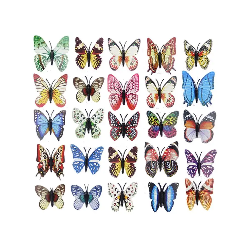 12 Pcs Simulation Luminous Butterfly 3D Wall Sticker Home Festival Decoration Glow In The Dark Magnet Butterflies Stickers 8cm