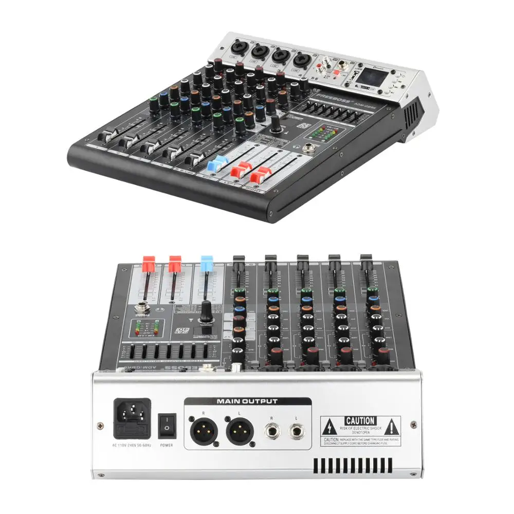 Freeboss 99DSP 6/8 canali Mixer di alimentazione Audio USB registrazione PC Bluetooth Karaoke 48V Phantom DJ Mixer Console Table ADM-GBR6/8