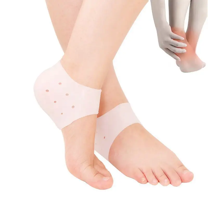 2 Pieces of Heel Fasciitis Silicone Protector Gel Ankle Support Breathable Soothing Foot Care Heel Moisturizing and Moisturizing