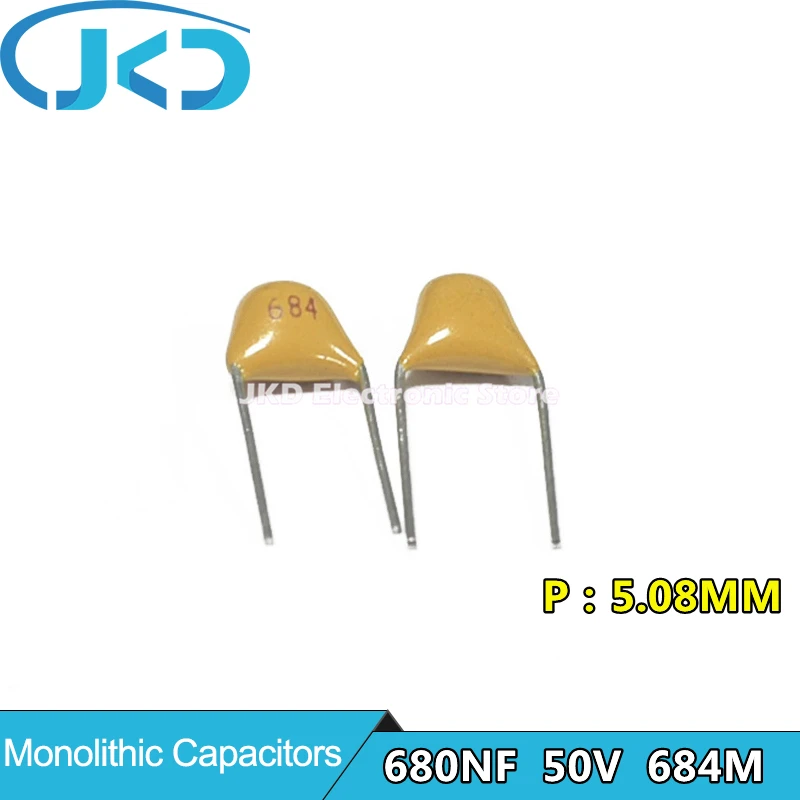 100Pcs 50V 0.68UF 684 680NF  Monolithic Ceramic Capacitor