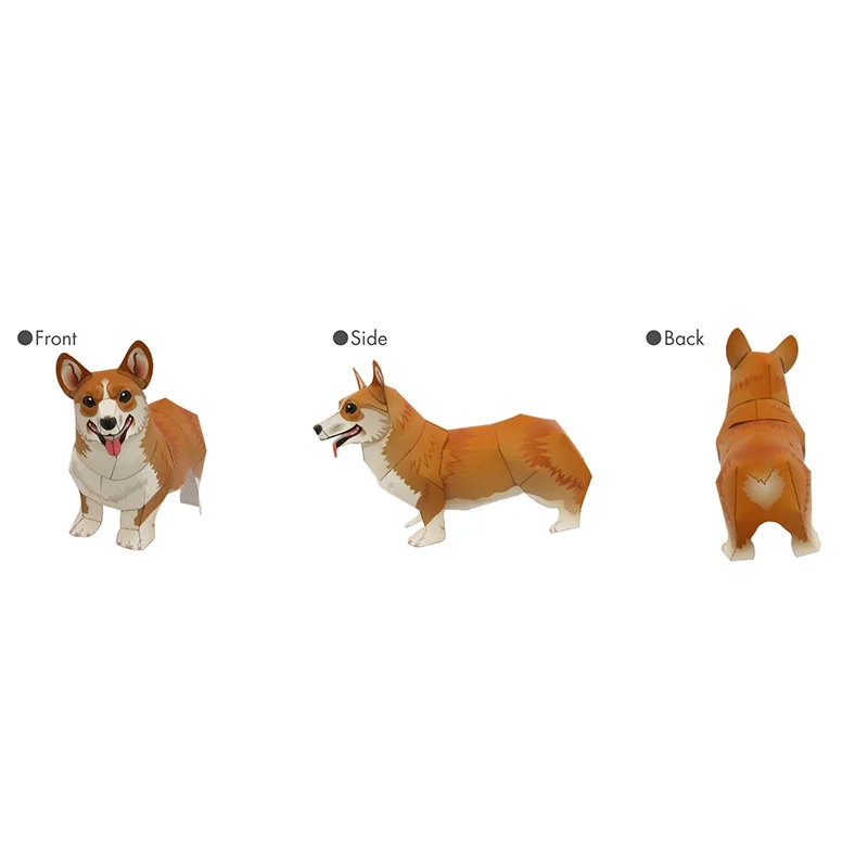 Welsh Corgi Pembroke Dog Handmade Origami Art Mini Cute 3D Paper Model Papercraft Animal DIY Kids Adult Craft Toys QD-019