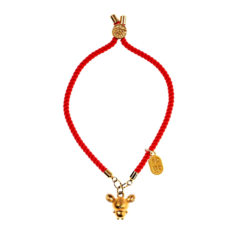 2020 Fashion Lucky Mouse Earrings Red Rope Knitting Bracelet Women Year Of The Rat Twelve-year Necklace