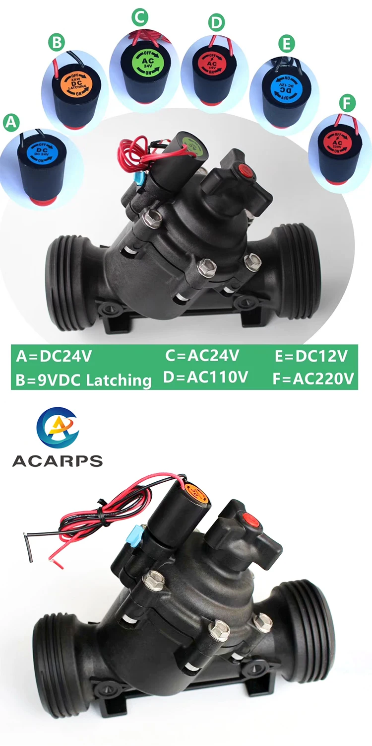 2" Bewässerungs-Magnetventil, normalerweise geschlossen, mit Durchflussregelung, 220V AC, 110V AC, 24V AC, 24V DC, 12V DC, DC, Rastfunktion (9-20V) – Detail 2