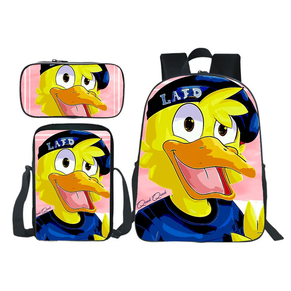 Quackity meu amado mochila 3 pçs conjunto (mochila + shouder saco + caneta saco) menino menina escola saco adolescentes bookbag mochila moda presente