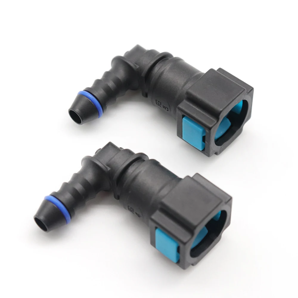 XUAN 2pcs 7.89mm 7.89 ID6 90 degree Connector 5/16 Pipe Joint Universal Fuel Line Quick Female Connector Lengthened Fittings