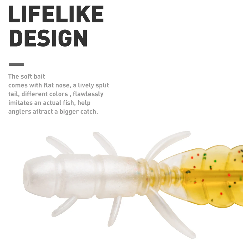 JOHNCOO 12pcs Fishing Lure Soft Bait 50mm 75mm Silicone Baits for Perch Wobblers Swimbait Soft Lure Artificial Bass Trout Lure