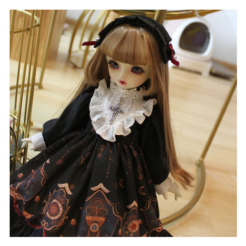 BJD doll dress elegant black dress + hair band for 1/6 1/4 BJD clothes blyth dress doll accessories doll dress