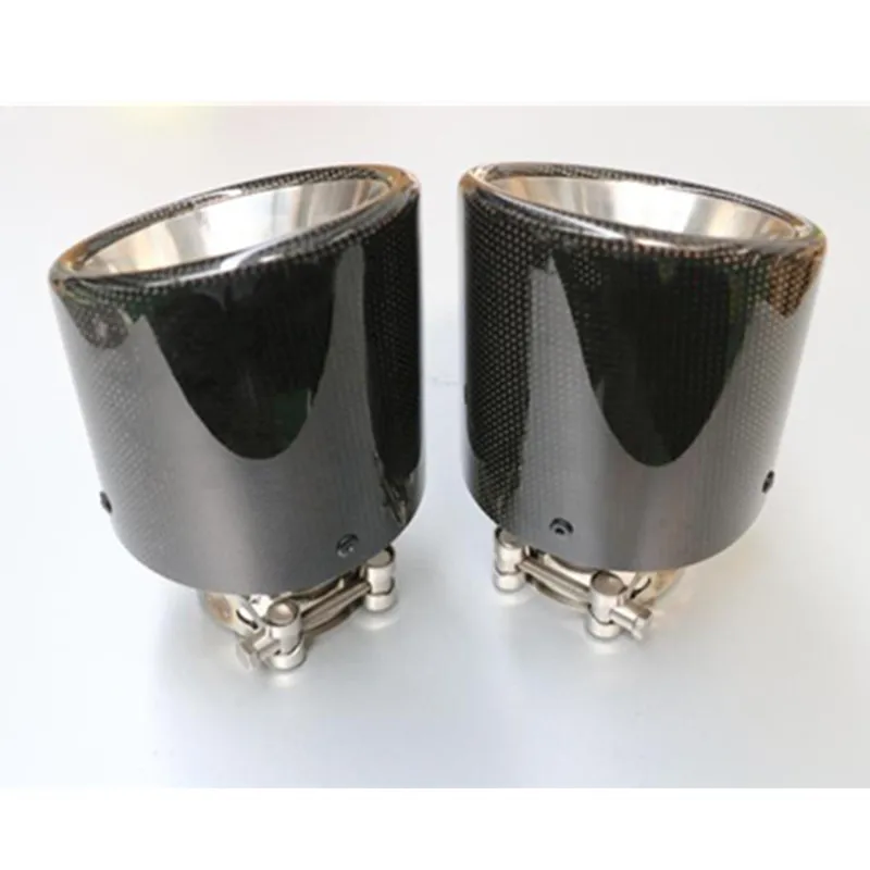 Car Styling 1pcs Muffler Inlet48-80mm outlet 114mm Glossy Carbon Fiber Muffler Universal Pipe Tip Tailtip Exhaust tip