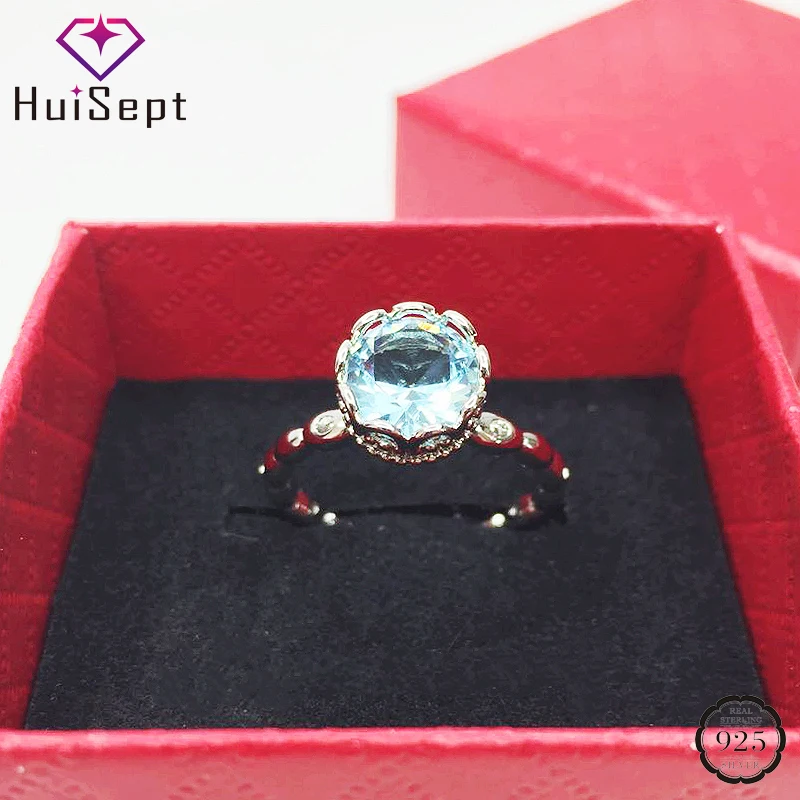 HuiSept Fashion Ring 925 Silver Jewelry Topaz Zircon Gemstones Ornaments for Women Wedding Promise Party Gifts Wholesales Rings