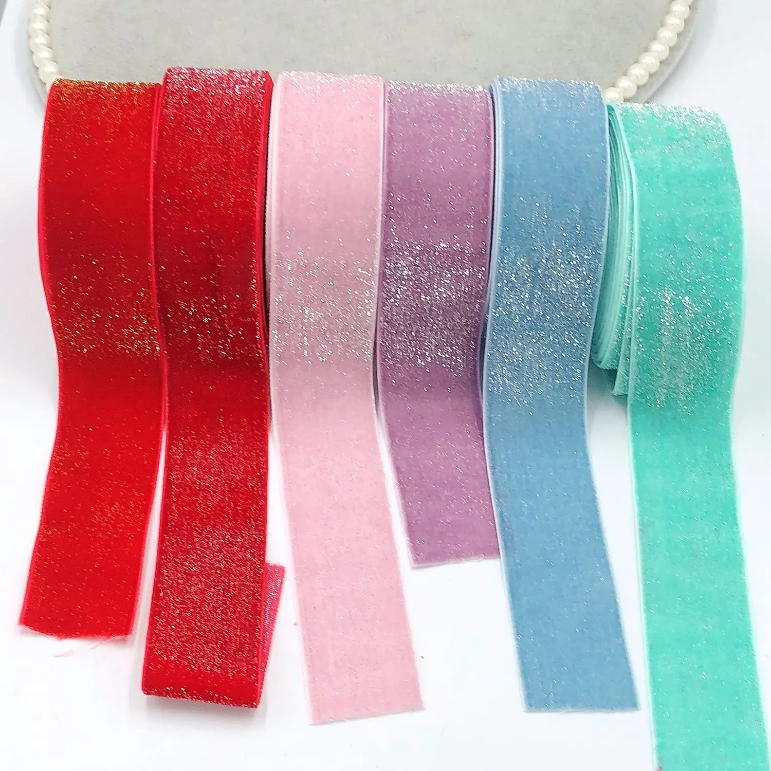 5meter/lot  10mm 25mm 38mm Width Glitter Velvet Ribbon Webbing Strap For Strap Gift Deco Hairbow Handmade