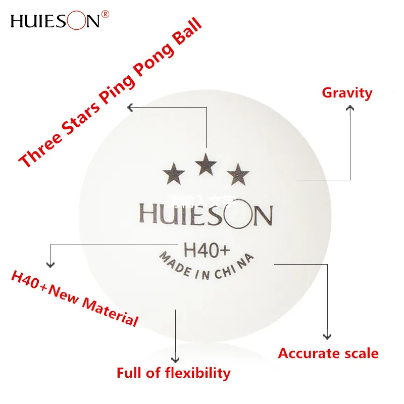 New Huieson Internation Standard 3 Stars Ping Pong Balls Precise Scale Table Tennis Balls for Competition Training