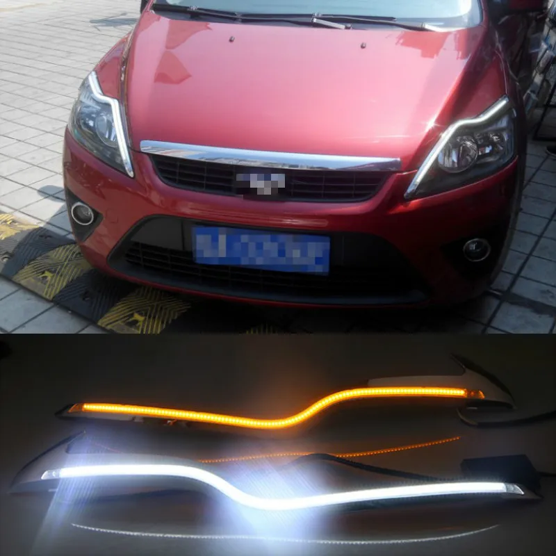 2PCS LED Daytime Running Light For Ford Focus 2 MK2 2009 2010 2011 Auto Dimming Function 12V Car DRL Fog Lamp Decoration