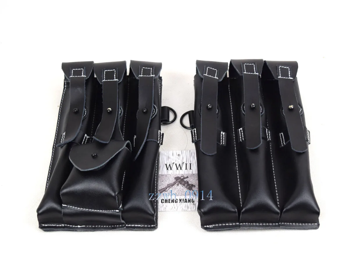 

Replica WW2 WWII GERMAN WL MP38 MP40 AMMUNITION POUCH made of black leather War Reenactments