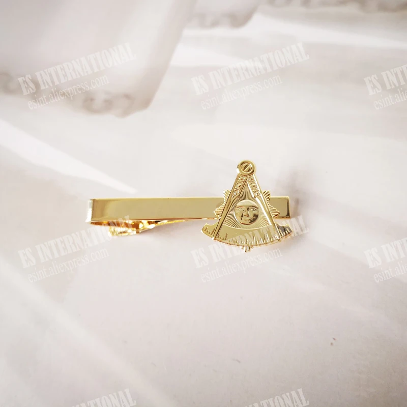 Exquisite Masonic  Tie Clip Past Master  Gold Color 3D Design Free Masons  for gift