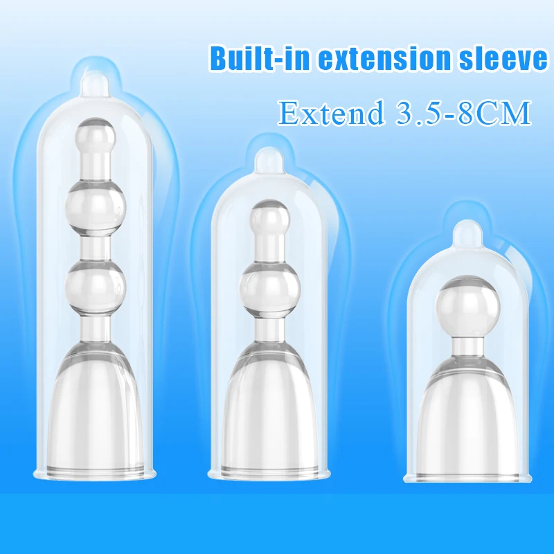 3 Sizes Reusable Condoms Lengthen Penis Enlargement Extend 3.5-8.0cm Penis Extension Sleeves Cock Extender Sex Toys for Man