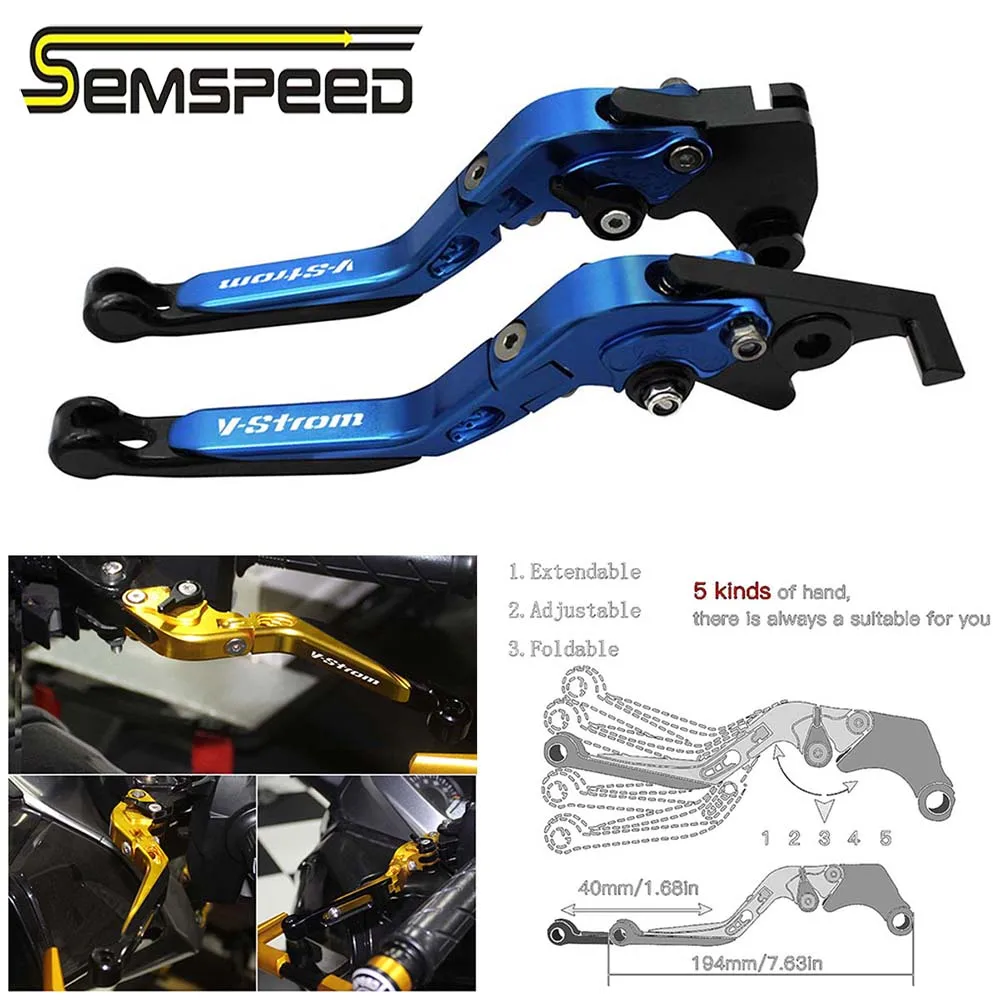 SEMSPEED For Suzuki DL1000/V-STROM/XT 2002-2019 2020 Motorcycle CNC Foldable Extendable Brake Clutch Levers Handle Bar Grips End