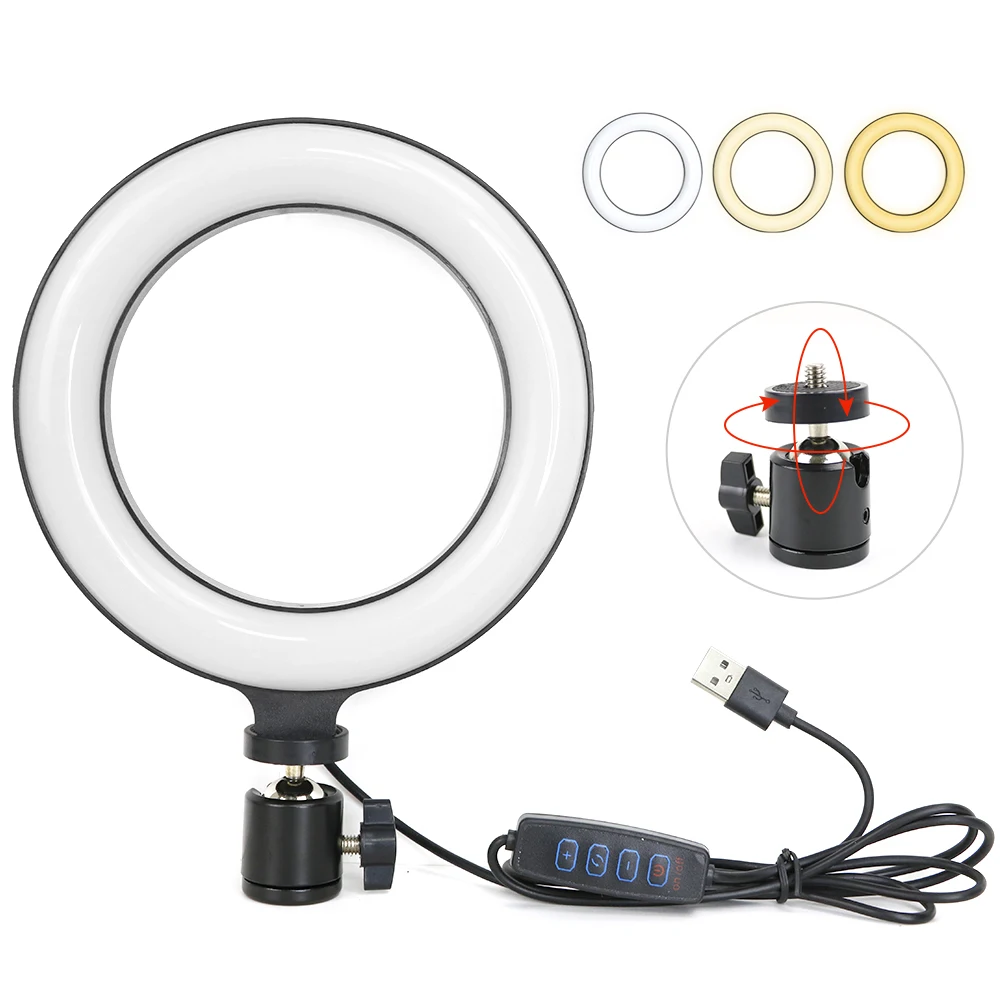 16cm 6 inch Ring Light USB Charge Selfie LED Lamp Dimmable Photography Ringlight For Live Photo Photography Studio Live Makeup