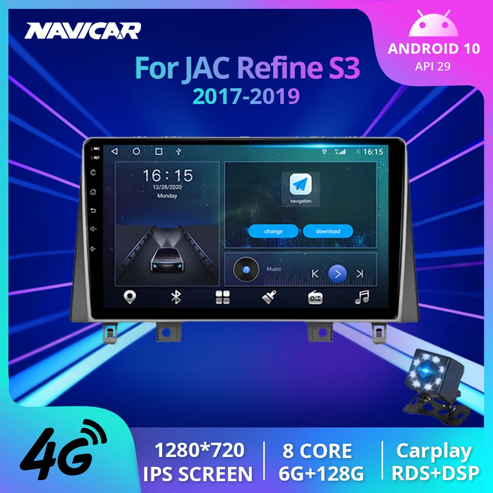 Car Radio Player For JAC Refine S3 2017 2018 2019 2Din Android10.0 Car Stereo Video Player Navigation GPS Multimedia Carplay DSP