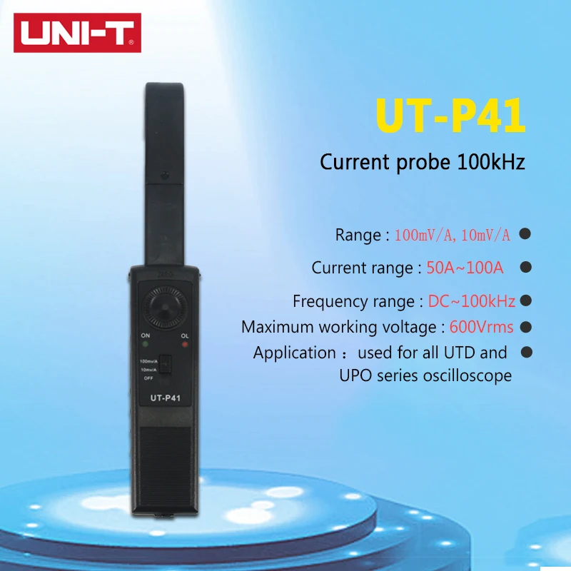 

UNI-T UNIT UT-P41 Current probe 100kHz 0.05A-100A suitable for UTD / UPO series oscilloscope DC~100kHz Frequency range