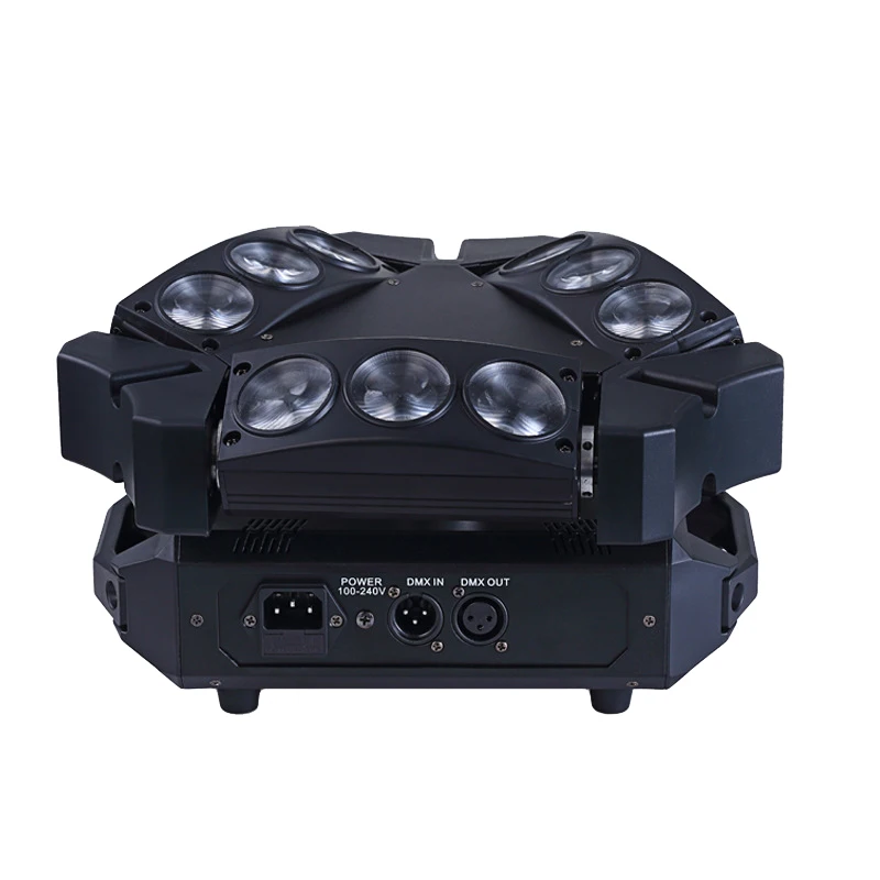 Mini LED Beam Projector 9x12W RGBW Spider Moving Head Light DMX Stage Effect Lighting DJ Disco Dance Floor Christmas Party Light