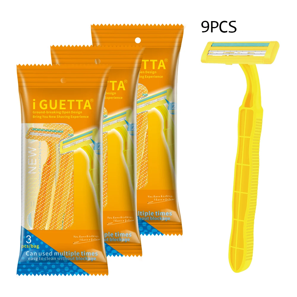 9 PCS/ Double Layer Blades Men Razor Travel Hotels Carry Disposable Razor Facial Shaving Safety Shaver