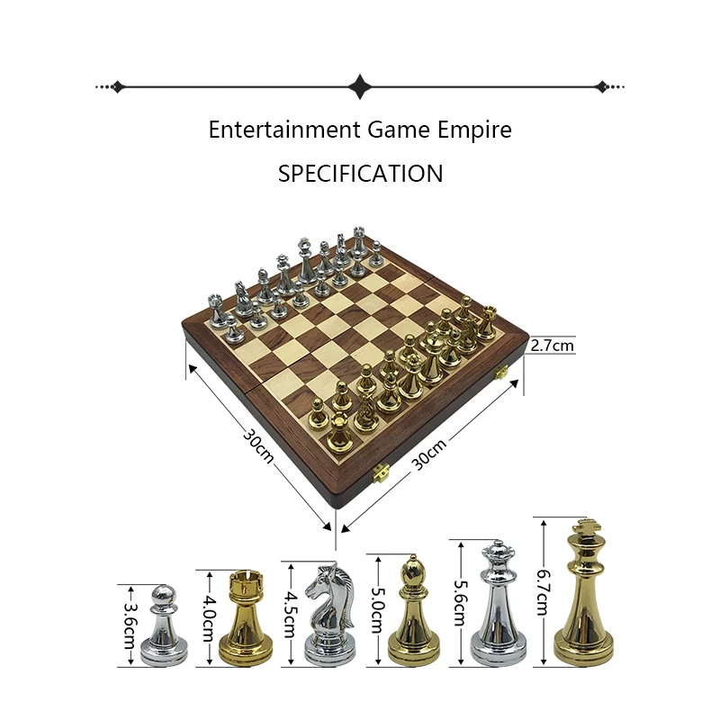 Chessboard Excellent Retro Metal Alloy Entertainment Wooden Folding  Chess Pieces Chess Game Set High Quality Chessboard