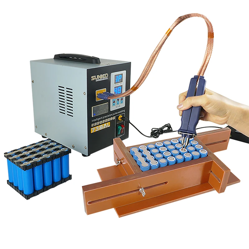 SUNKKO-máquina soldadora por puntos con batería 738AL, brazo telescópico ajustable de 3,6 kW, cabezal de soldadura de pulso automático con bolígrafo