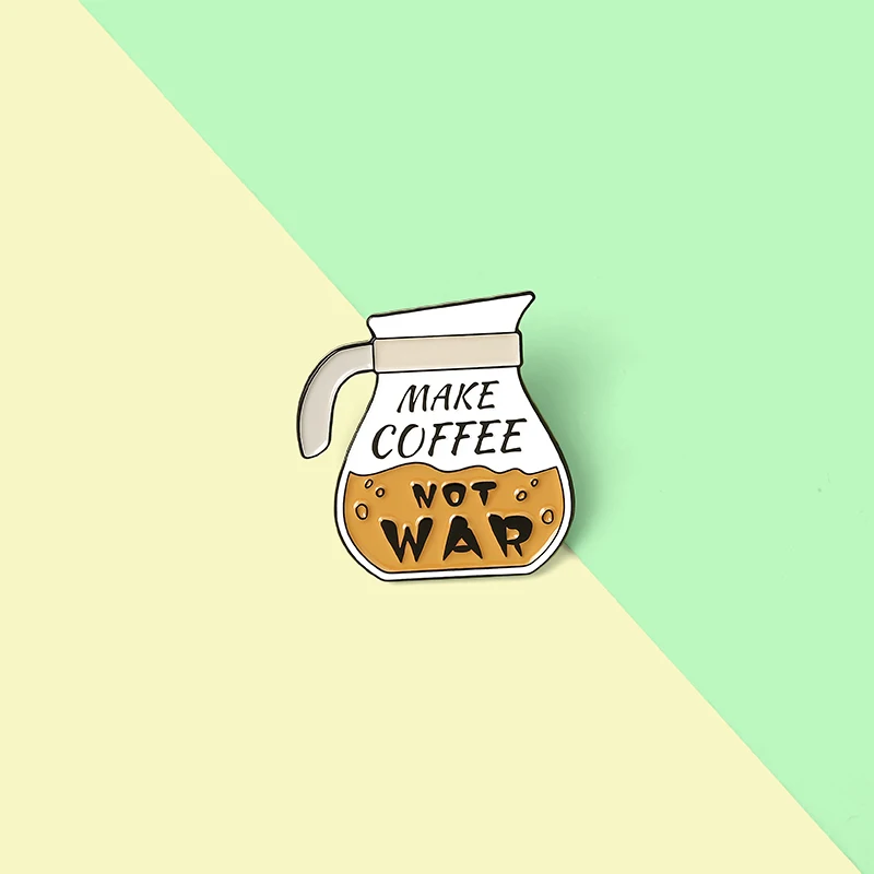 Coffee Pot Brooch Custom Make Coffee Enamel Pin Bag Clothes Lapel Pins Cafe Badge Cartoon Jewelry Gift for Women Wholesale