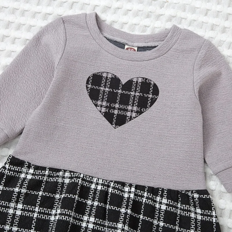 Plaid Print Baby Girl Dress Patchwork Sweater Dress Casual Long Sleeve Princess Dress Toddler Girl Clothing Infant Party Dresses