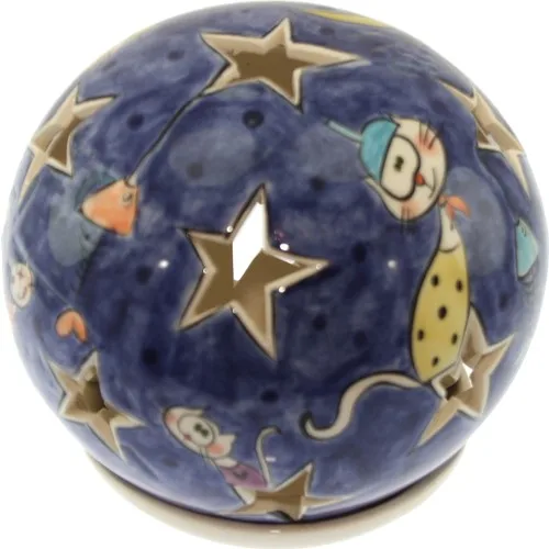 Authentic China Night Blue Nostalgia Pleasure Star Cut Globe Candle Holder